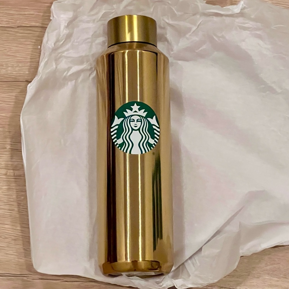 NIB Starbucks Walt Disney World Parks 50th Anniversary Gold Water Bottle‎ 20 oz